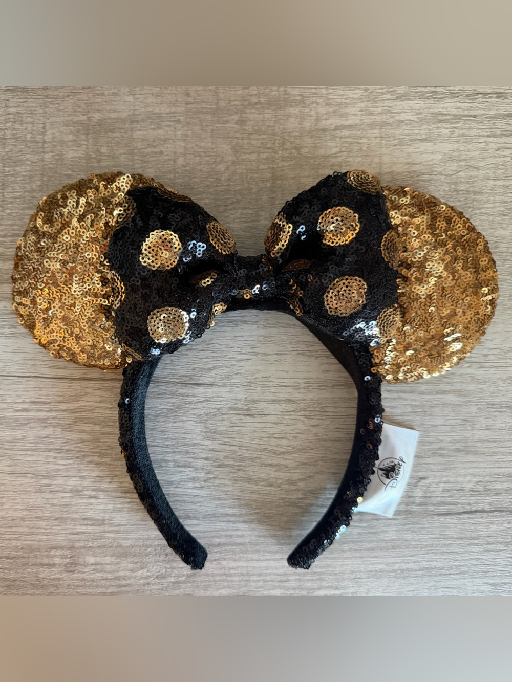 Disney Sequin Minnie Ears Headband - Black & Gold